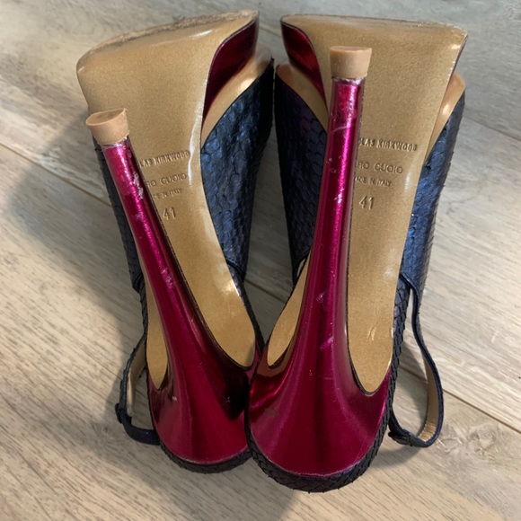 NICHOLAS KIRKWOOD navy python snake slingback heel - Picture 4 of 7